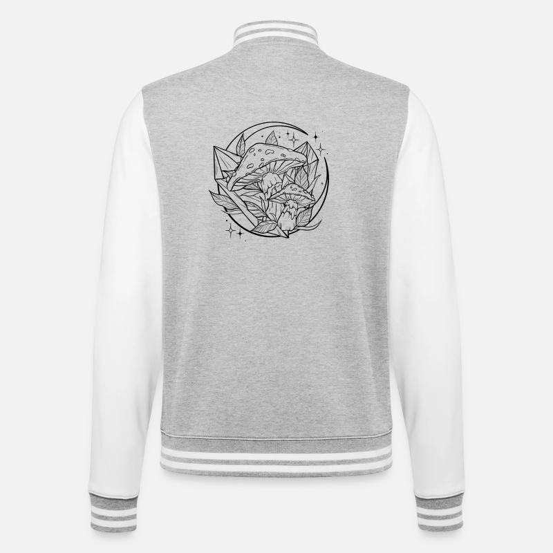 Witchy Toadstool with Magic Crystal - College Sweat Jacket - heather grey/white