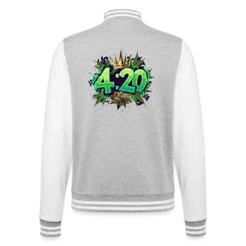 420 - College-Sweatjacke - Grau meliert/Weiß - Hinten - Marisol (170cm)