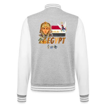 Ägypten Vintage Pharao mit Fahne und Pyramiden - College-Sweatjacke - Grau meliert/Weiß - Hinten - Marisol (170cm)