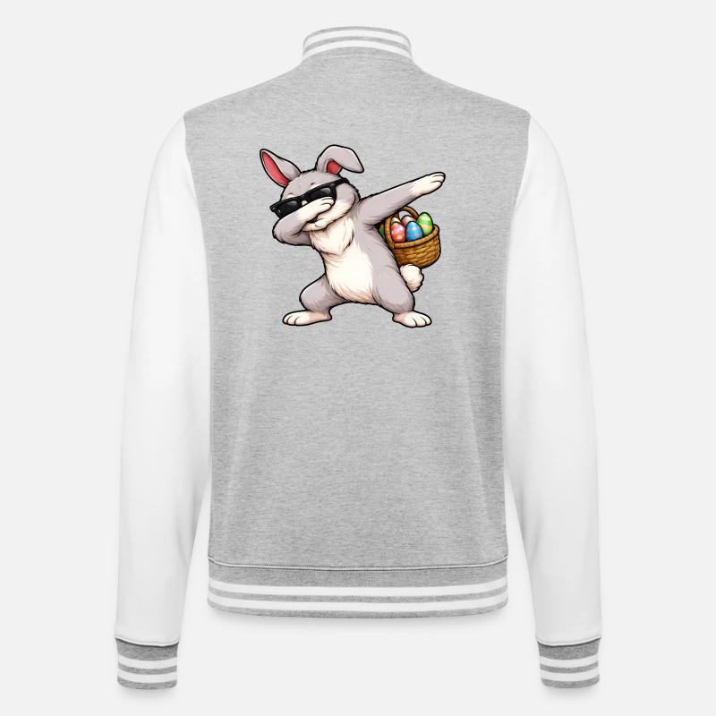 Dabbing Easter Bunny - College Sweat Jacket - heather grey/white