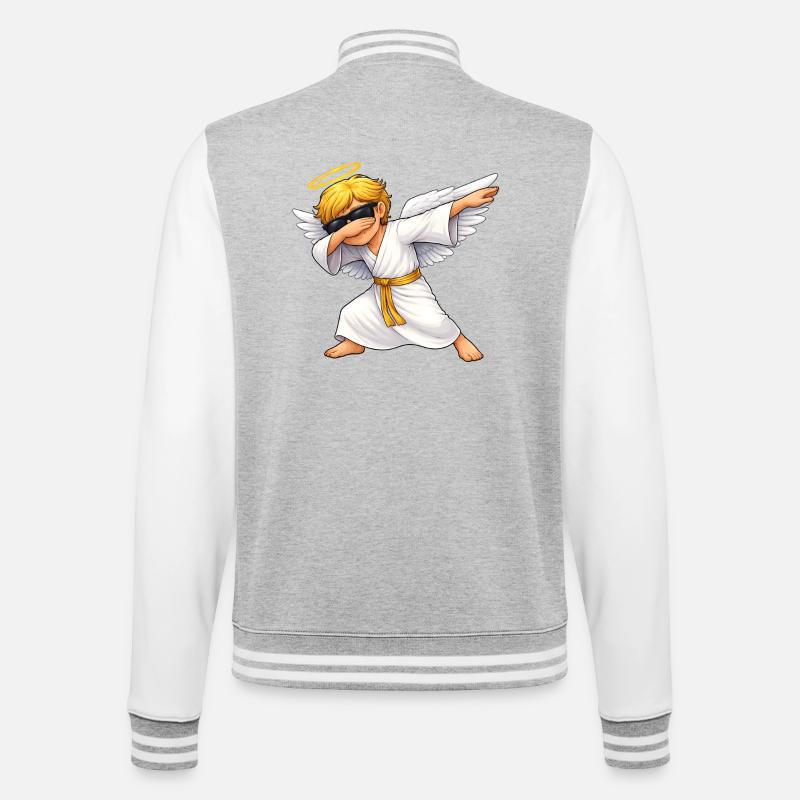 Dabbing Engel - College-Sweatjacke - Grau meliert/Weiß