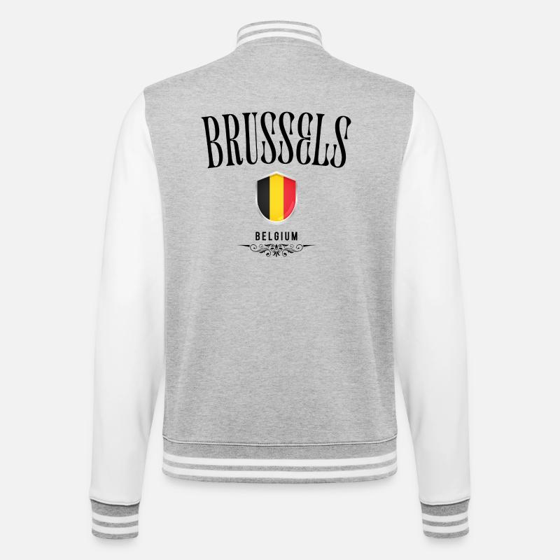 Souvenir Bruxelles, design élégant Bruxelles - Veste Teddy - gris chiné / blanc