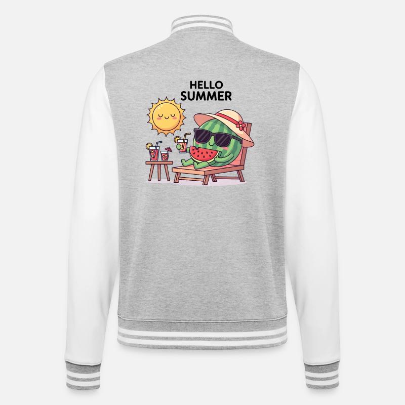 Hello Summer - College Sweat Jacket - heather grey/white