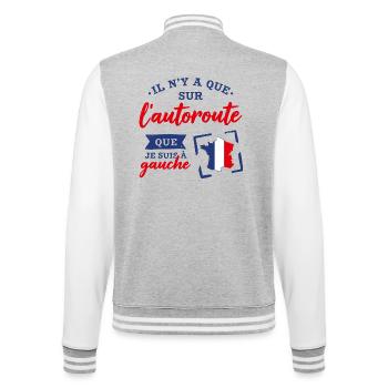 Politique Cadeau humour personnalisé - Veste Teddy - gris chiné / blanc - Dos - Marisol (170cm)