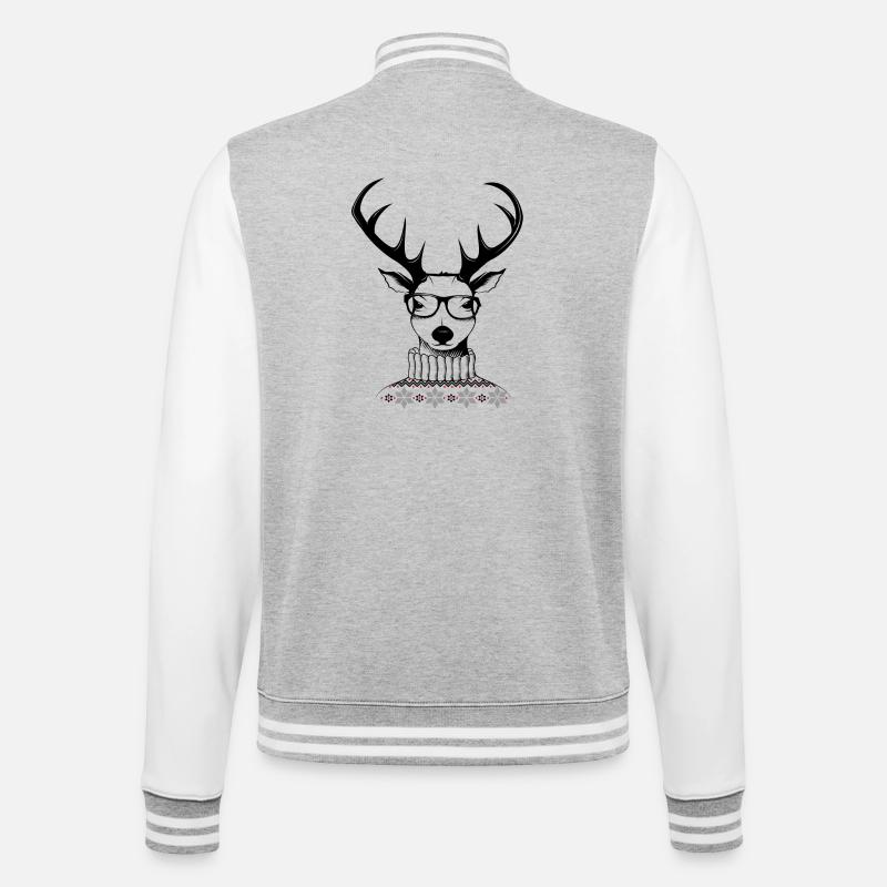 Hipster deer - College Sweat Jacket - heather grey/white