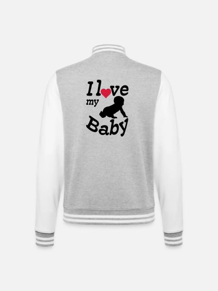 I love my Baby - College Sweat Jacket - heather grey/white
