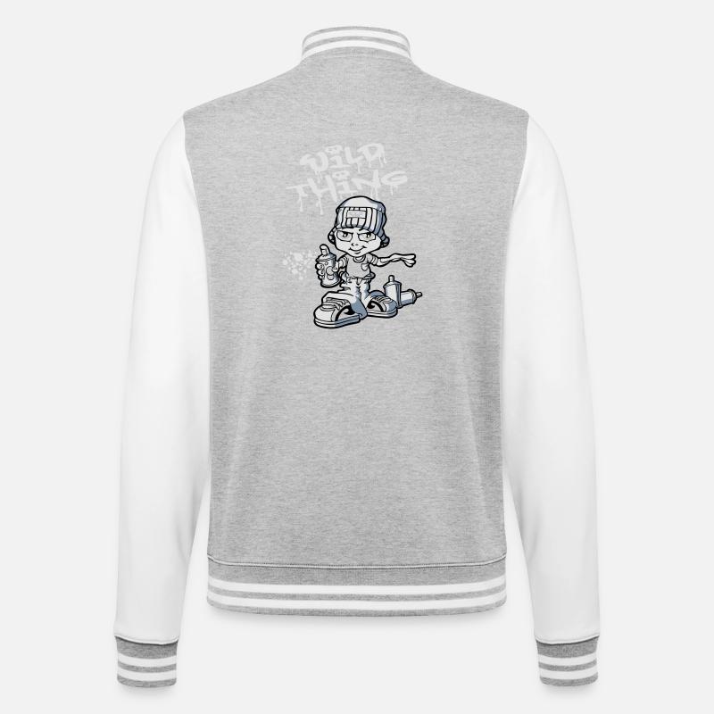 Graffiti boy and spray paint - Veste Teddy - gris chiné / blanc