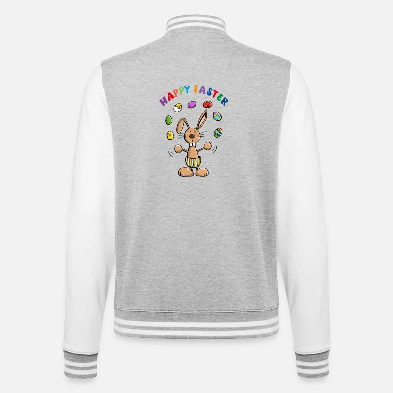 Happy Easter Osterhase - Bunny - College-Sweatjacke - Grau meliert/Weiß