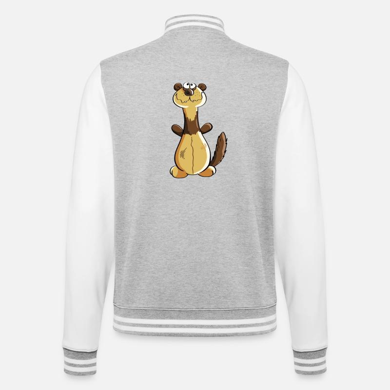 Freches Frettchen Comic - Geschenk - Iltis - College-Sweatjacke - Grau meliert/Weiß