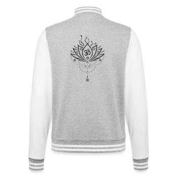 Lotus flower, black version - College Sweat Jacket - heather grey/white - Back - Marisol (170cm)