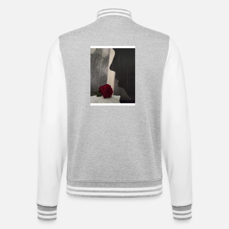 J.H - College-Sweatjacke - Grau meliert/Weiß