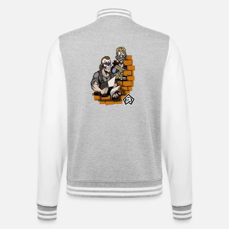 Bricklayer, master mason, craftsman, construction technician - College Sweat Jacket - heather grey/white