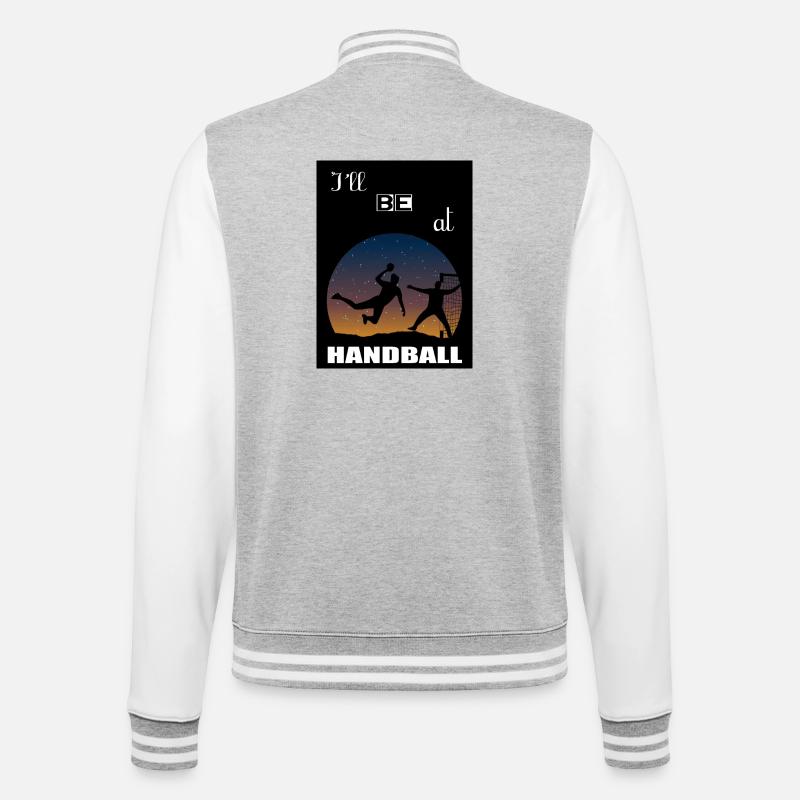 Ich werde bei Handball sein - College-Sweatjacke - Grau meliert/Weiß