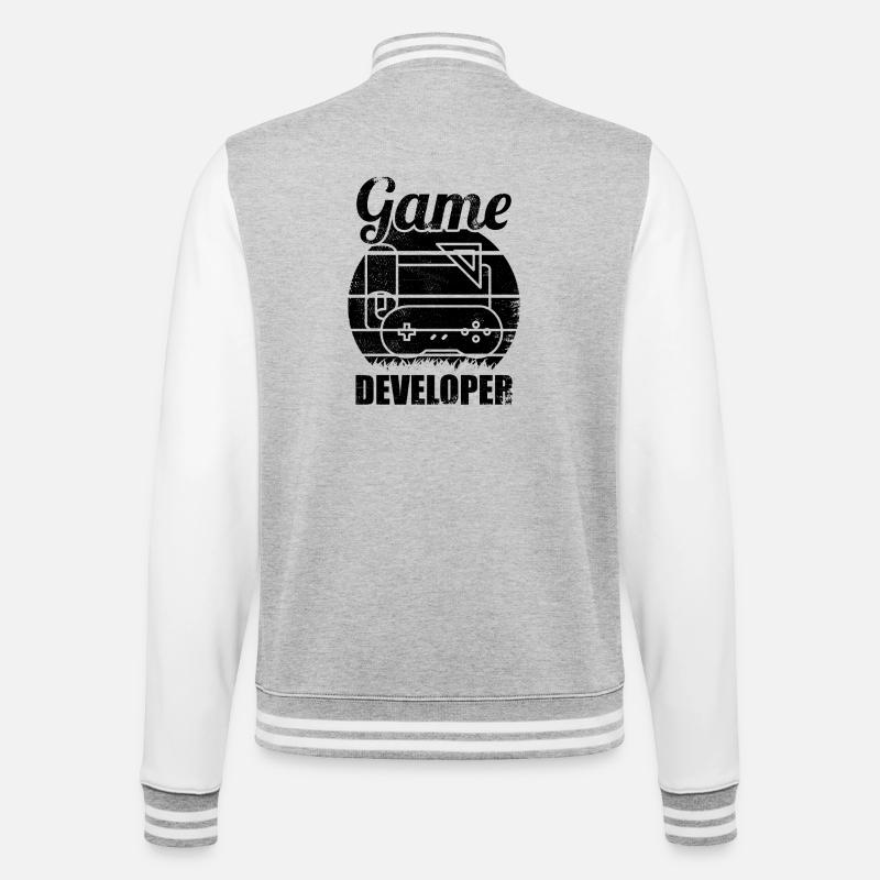 Funny game developer - College Sweat Jacket - heather grey/white