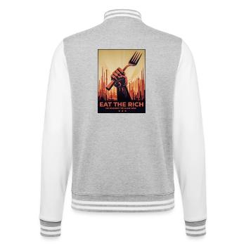 Eat The Rich No War But Class War - College-Sweatjacke - Grau meliert/Weiß - Hinten - Marisol (170cm)