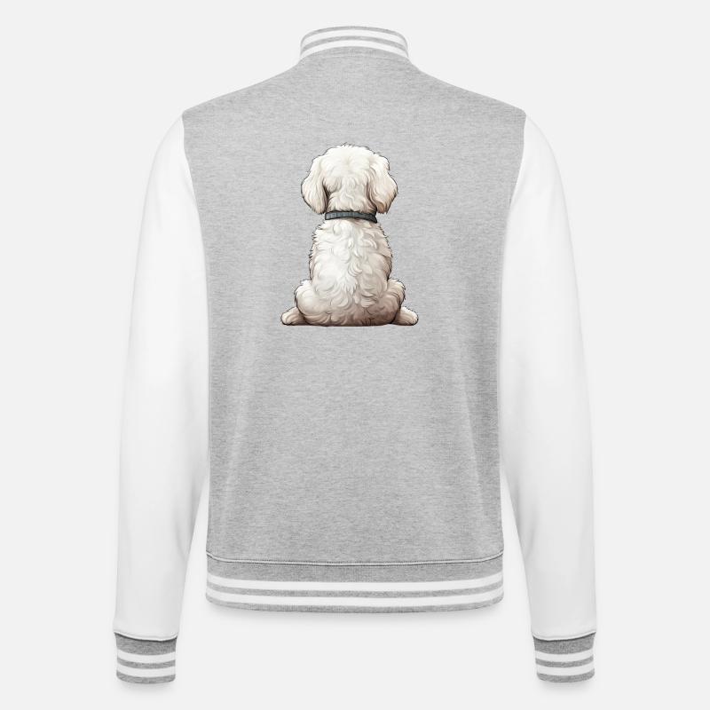 Bichon Frise - College-Sweatjacke - Grau meliert/Weiß