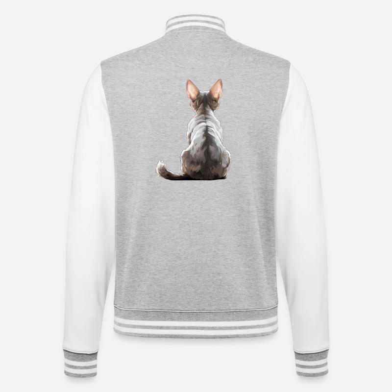 Devon Rex Cat - College Sweat Jacket - heather grey/white