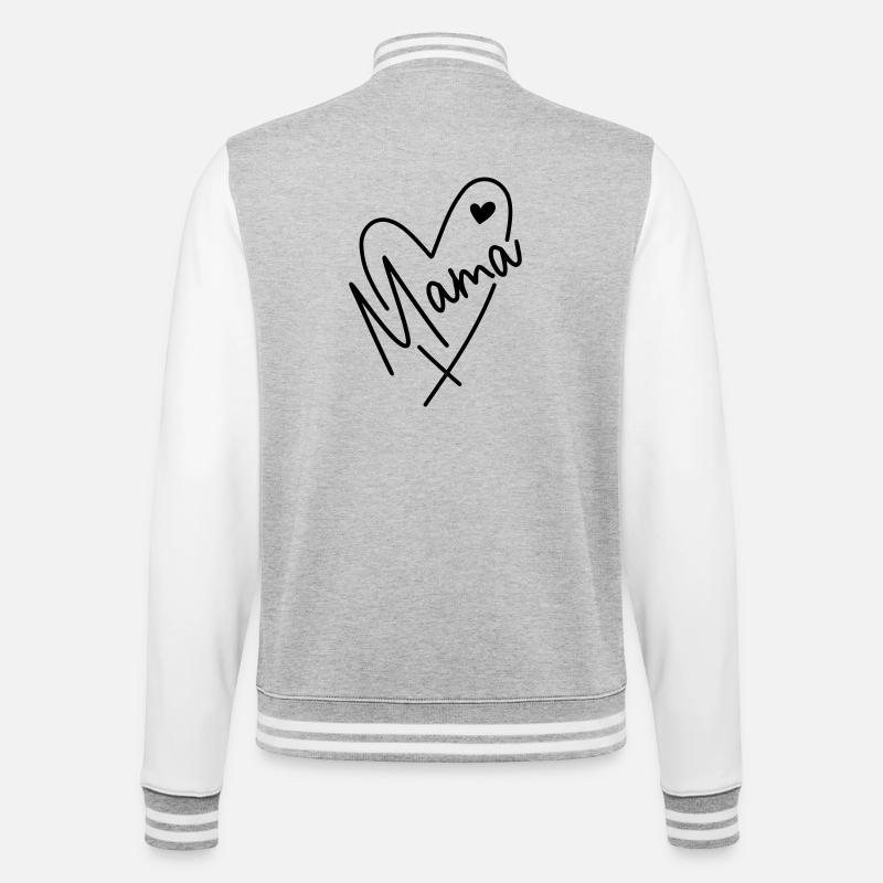 Mama Herz  - College-Sweatjacke - Grau meliert/Weiß