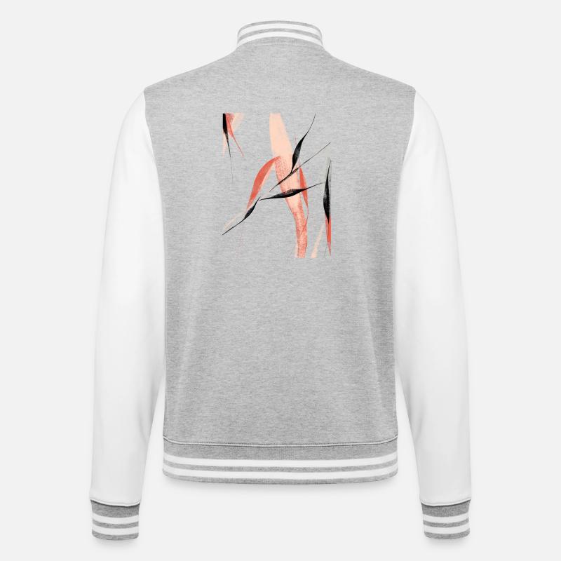Abstrakte Weidenäste - College-Sweatjacke - Grau meliert/Weiß