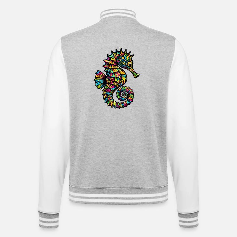 Seepferdchen - College-Sweatjacke - Grau meliert/Weiß