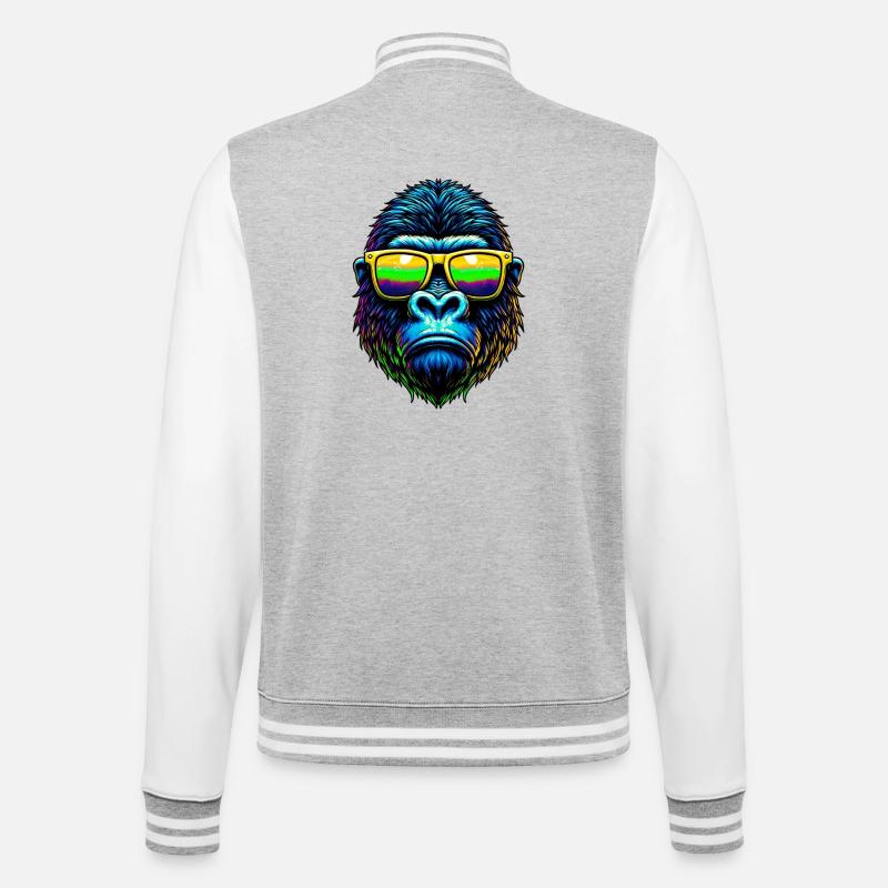 Gorilla - College-Sweatjacke - Grau meliert/Weiß