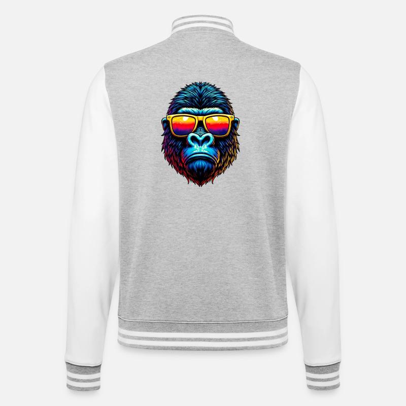 Gorilla - College-Sweatjacke - Grau meliert/Weiß