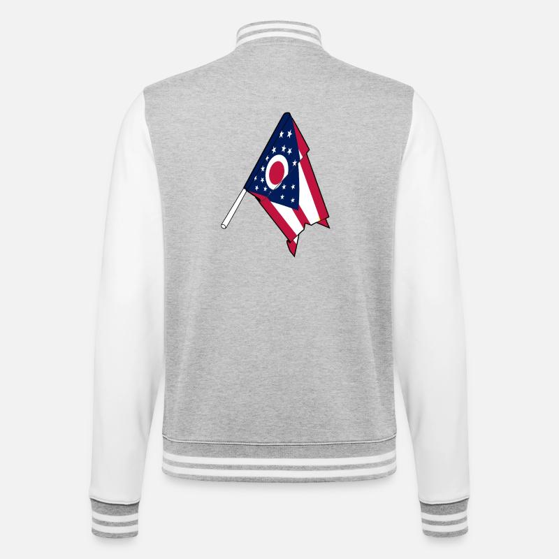 Drapeau de l’Ohio - Veste Teddy - gris chiné / blanc