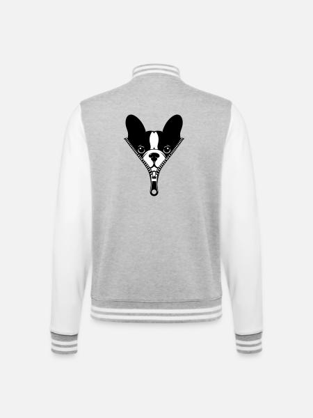 French Bulldog in a Zipper - College Sweat Jacket - heather grey/white