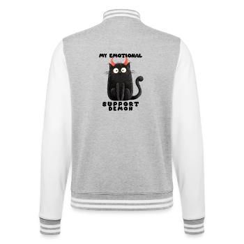 Emotionaler Support-Dämon – Lustige Katzen Edition - College-Sweatjacke - Grau meliert/Weiß - Hinten - Marisol (170cm)