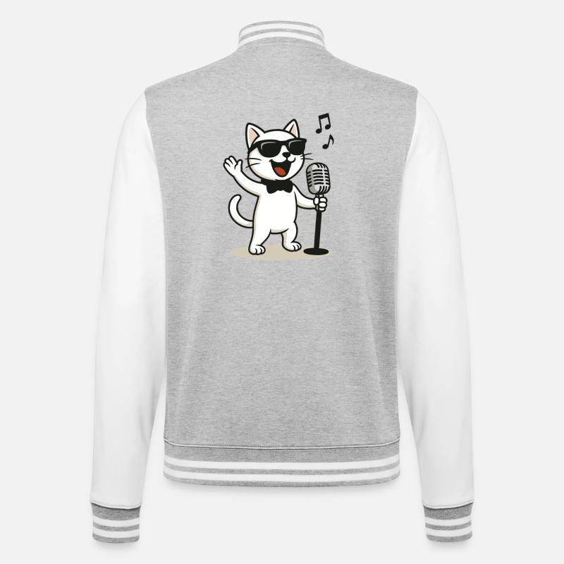 Rock'n'Roll Kitty - College-Sweatjacke - Grau meliert/Weiß