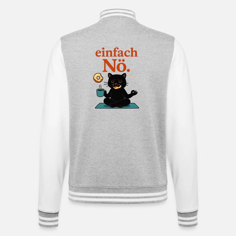 Entspannte Yogapose - einfach Nö - College-Sweatjacke - Grau meliert/Weiß