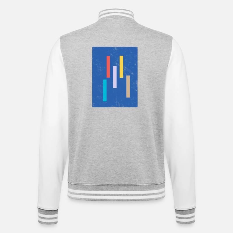 Abstrakter Farbmix auf Blauem Hintergrund - College-Sweatjacke - Grau meliert/Weiß