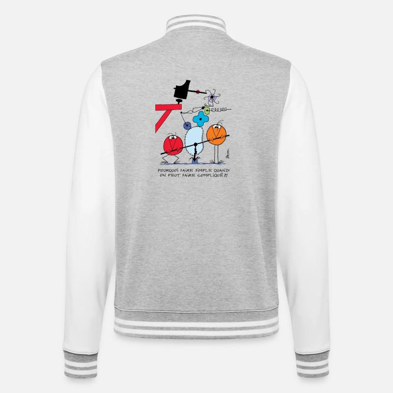 Warum es mit Shadoks einfach machen! - College-Sweatjacke - Grau meliert/Weiß