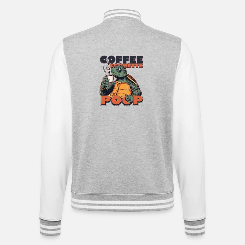 Lizard Schildkröte Kaffee Kippe Gaffel Zigarette - College-Sweatjacke - Grau meliert/Weiß