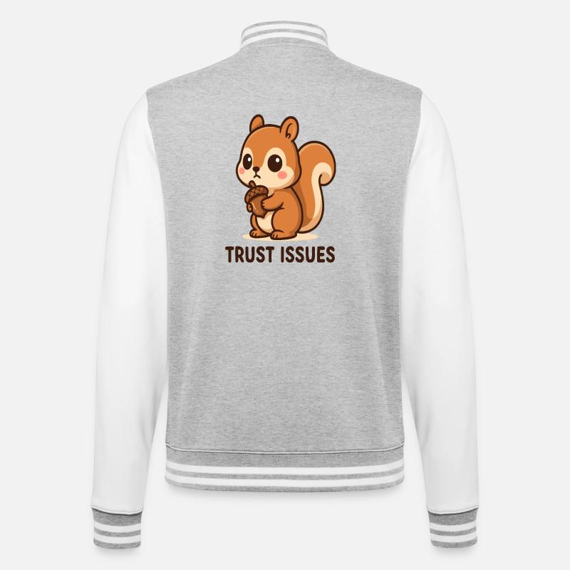 Squirrels with Trust Issues - College Sweat Jacket - heather grey/white