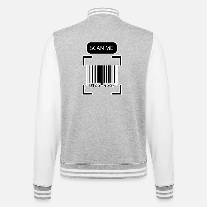 SCAN ME Barcode Funny Design - College Sweat Jacket - heather grey/white