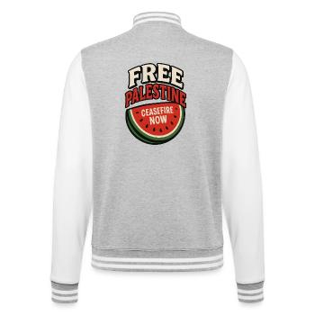 Frieden Palästina Waffenstillstand Wassermelone - College-Sweatjacke - Grau meliert/Weiß - Hinten - Marisol (170cm)