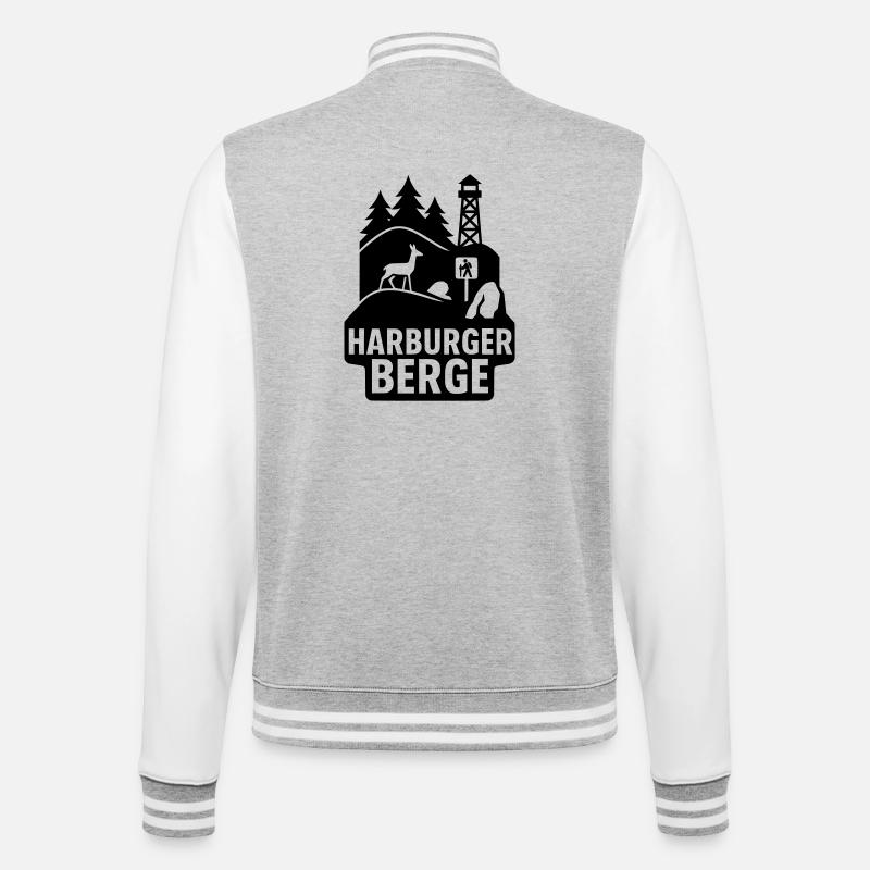 Harburger Berge - College-Sweatjacke - Grau meliert/Weiß