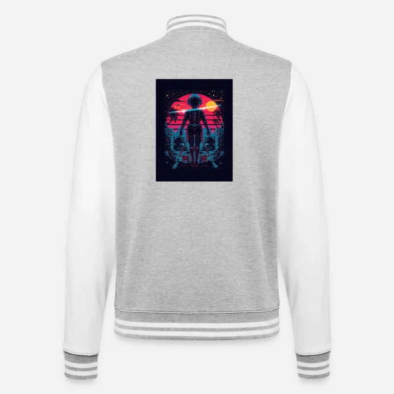 Astronaut Neon Sunset - College-Sweatjacke - Grau meliert/Weiß