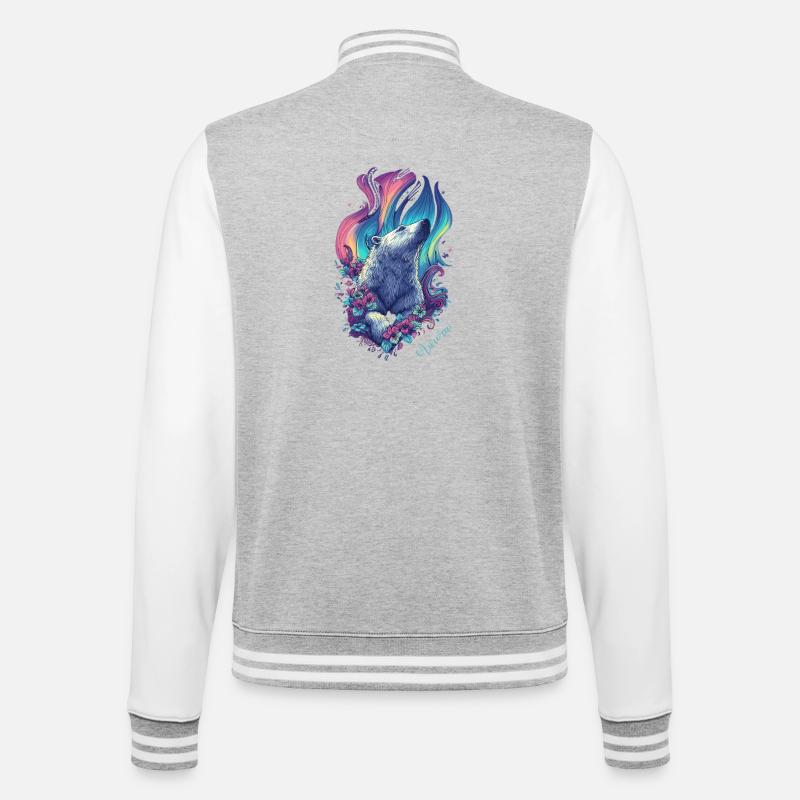 Aurora Bear - College Sweat Jacket - heather grey/white