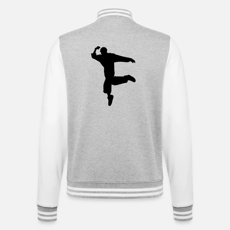 B-Boy Silhouette – Breakdance Move - College-Sweatjacke - Grau meliert/Weiß