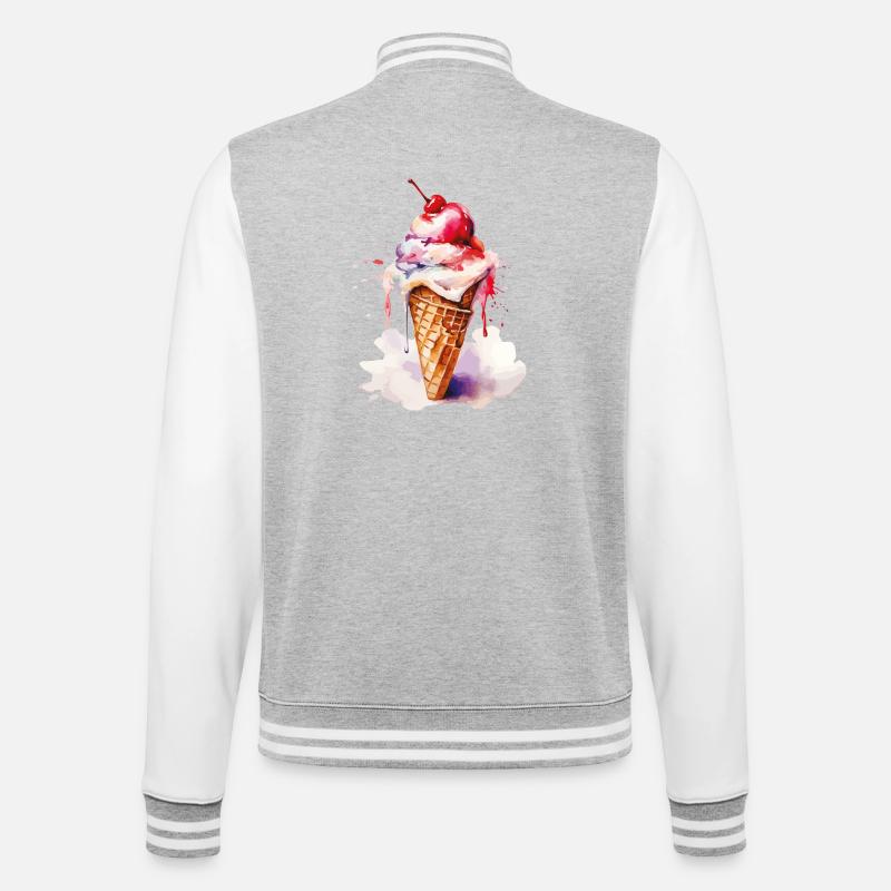 Aquarell Eiscreme Tropfen Kunst Cone - College Sweat Jacket - heather grey/white