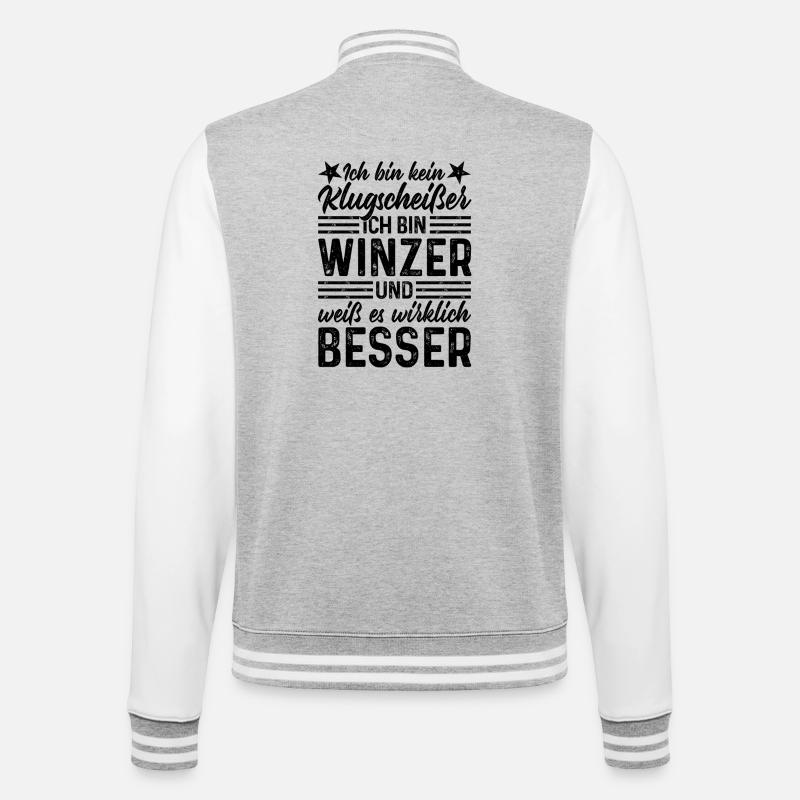 Winzer - Ich bin kein Klugscheißer - College-Sweatjacke - Grau meliert/Weiß