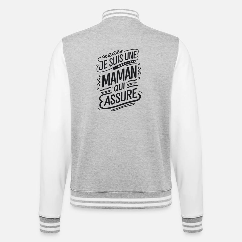 Ich bin eine Mutter, die versichert - College-Sweatjacke - Grau meliert/Weiß