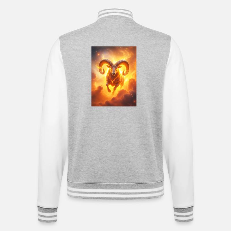 Fiery celestial ram igniting creation’s  - College Sweat Jacket - heather grey/white