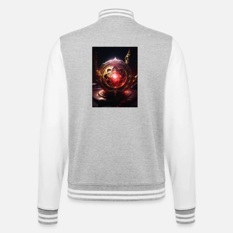 Wurzelchakra – Muladhara: Feuer der Erde - College-Sweatjacke - Grau meliert/Weiß