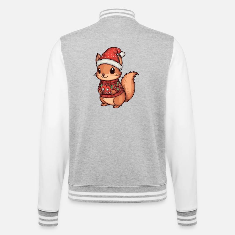 Squirrel Christmas - College Sweat Jacket - heather grey/white