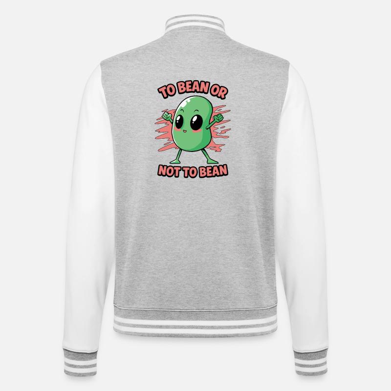 Bohne oder nicht Bohne - College-Sweatjacke - Grau meliert/Weiß