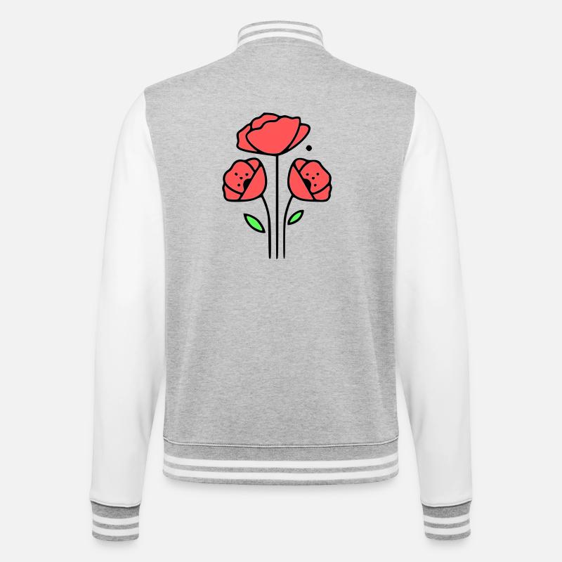 mohnblume-mohnblumen-minimalistisch-line-art-1 - College-Sweatjacke - Grau meliert/Weiß