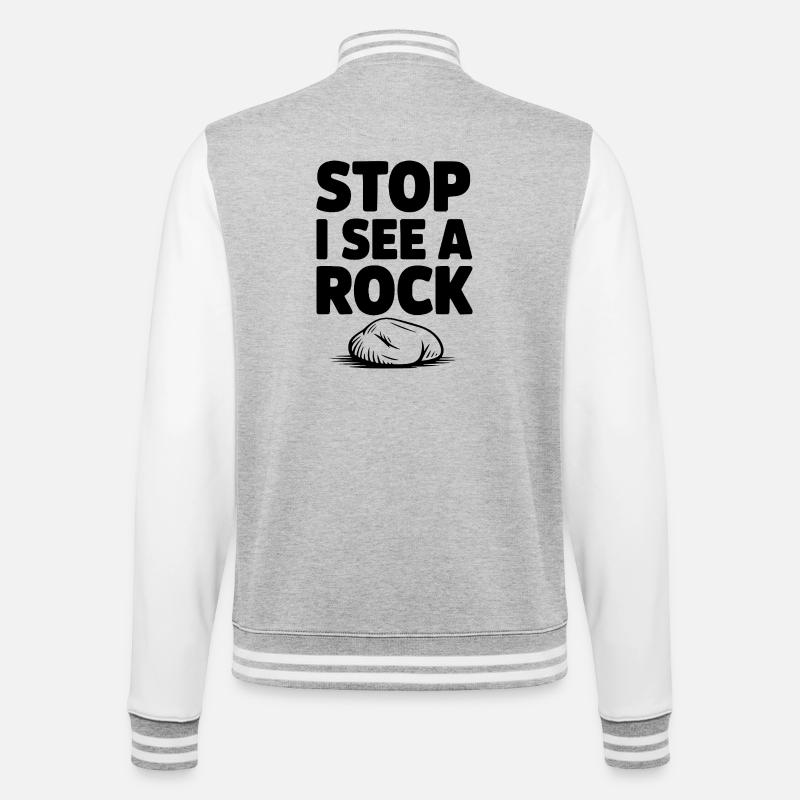 Stopp, ich sehe einen Stein - College-Sweatjacke - Grau meliert/Weiß
